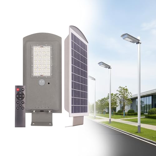 Homehop Solar Street Light Outdoor Waterproof 80W Motion Sensor Security Automatic Wireless LED Wall Lamp for Home & Garden with Remote Control (Grey)