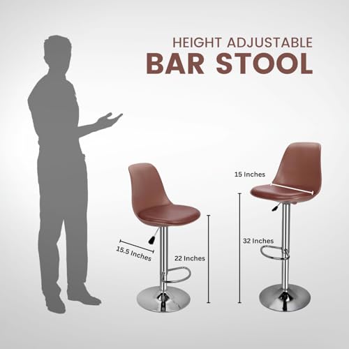 Image of activa Rapid Bar Stool Chair with Height Adjustable Design, Padded Seat & Footrest | Modern Metal Counter Stool for Kitchen, Home, Bar & Cafe Seating | Durable Comfort Chair (Tan, Set of 1)
