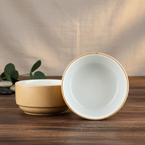 Image of BLACKCARROT Beige & White Stoneware Bowl Set of 2 | 750ml Bowls