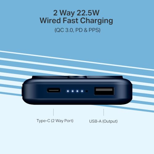Image of boAt EnergyShroom PB331 (Magsafe) 10000mAh Magnetic Wireless Powerbank, 15W Wireless & 22.5W Wired Charging for (iPhone 16, 15, 14, 13 & 12, Android & Other Qi Enabled Devices)(Deep Blue)