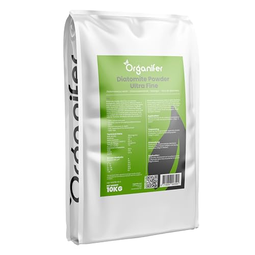 Kieselgur - 100% Rein - Bodenpulver - Ultrafeines Pulver - Ungiftiges Gartenpulver - Bodenverbesserung - Gartendünger - Kieselgur für Hühner - Gegen Ameisen - Organifer (10 KG)