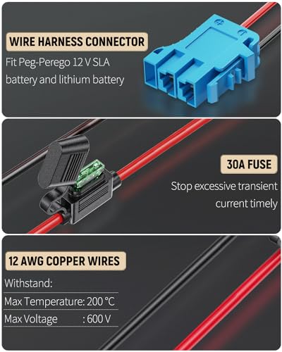Image of Vibit Power Wheel Adapter for Dewalt 20 V Lithium Battery, Peg-Perego Dewalt Battery Adapter with Original Wire Harness Connector, DC Power Adapter Conversion for Peg-Perego Children's Riding Toys