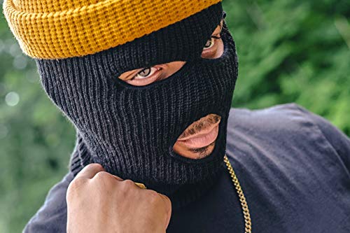 Academyfits Full Face Ski Mask Beanie Adjustable Fit Men Women Unisex One Three Hole Winter Headwear Face Mask Protection (Black) #TOP1