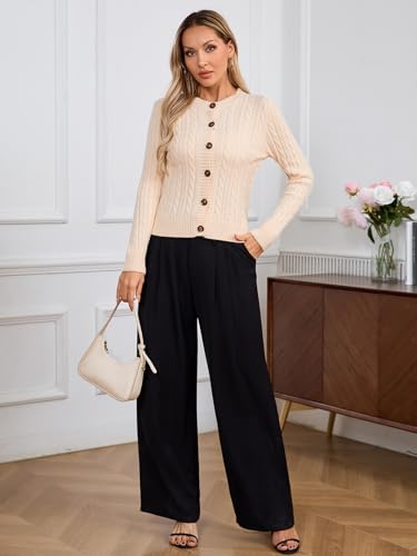 Verdusa Women's Button Front Cable Knit Crop Cardigan Sweater Long Sleeve Knit Shrug4