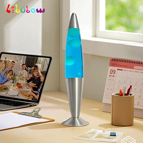 Image of 16 Inch Vintage Motion Lamp, 2 Bulbs, Stress Lamp, Relaxing Night Light Mood Lighting Home Decor Living Room Office Bedroom for Adults, Teens and Kids, White Wax Blue Liquid