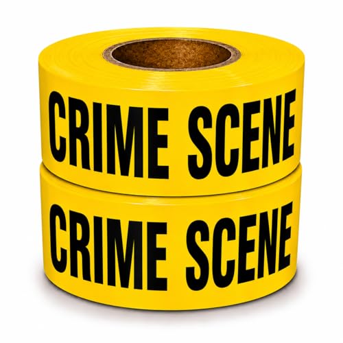 Image of ATERET Crime Scene Do Not Cross Tape 2 Pack 3 inch x 1000 feet, Hazard Safety Tape, Construction Tape for Danger /Hazardous Area, Ideal Use for Halloween Decorations, Party, Work-Site
