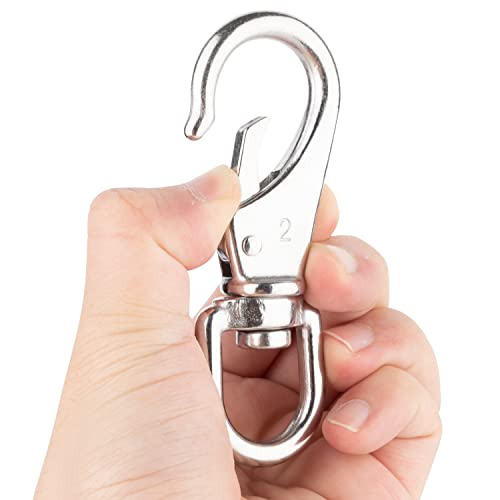 Faneta Stainless Steel Swivel Eye Snap Hooks, Flag Pole Clips, Marine Grade Scuba Diving Clips, Heavy Duty Spring Snap Hooks, Sturdy Metal Boat Hooks (4 Inch, M6/2#, 4-Pack) #TOP3