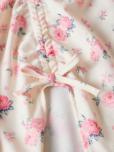 SHENHE Girl's Floral Split Thigh Ruched Spaghetti Strap Summer Cute Long Cami Dress4