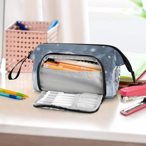 Image of White Tiger Pencil Bag Pencil Case for Teen Boy Girl, Big Capacity Pen Bag Zipper Pencil Pouch with Handheld Aesthetic Pencil Pouch with Print School Office Pencils Stationery