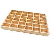 Anktily Aufbewahrungsbox aus rohem Holz mit 36 Fächern, Organizer für Socken, Unterwäsche, Präsentationsplatte aus Holz für Schmuck, Sammlerstücke – Ansicht 4
