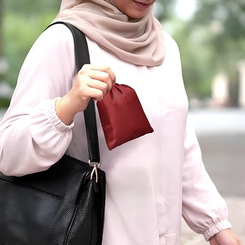 Softspot Satin Islamic Prayer Skirt Dress for Women, Lightweight Full Coverage Salah Skirt, Crease-Resistant with Satin Carry Bag (Burgundy)