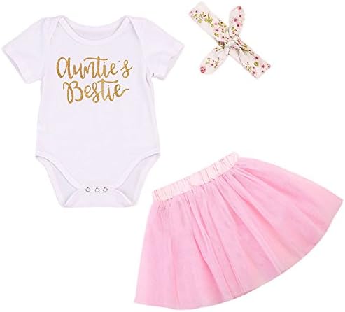3Pcs/Set Newborn Baby Girl Summer Outfit Letters Print Bodysuit Romper with Headband+Tutu Skirt Clothes