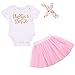 BiggerStore 3Pcs/Set Newborn Baby Girl Summer Outfit Auntie Bodysuit Romper With Headband+Pink Tutu Skirt Clothes (3-6 Months, White+Pink)