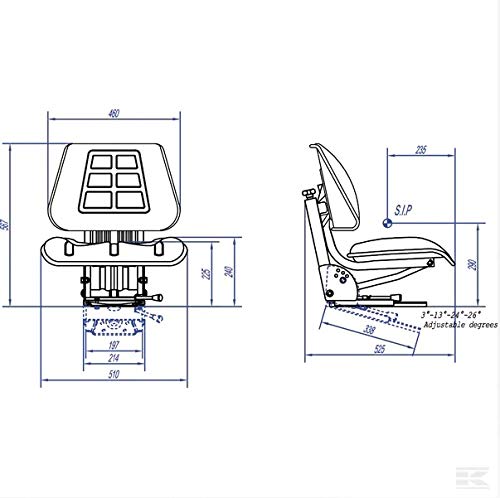 Asiento tractor de PVC suspensión mecánica 580x490 mm GOPART