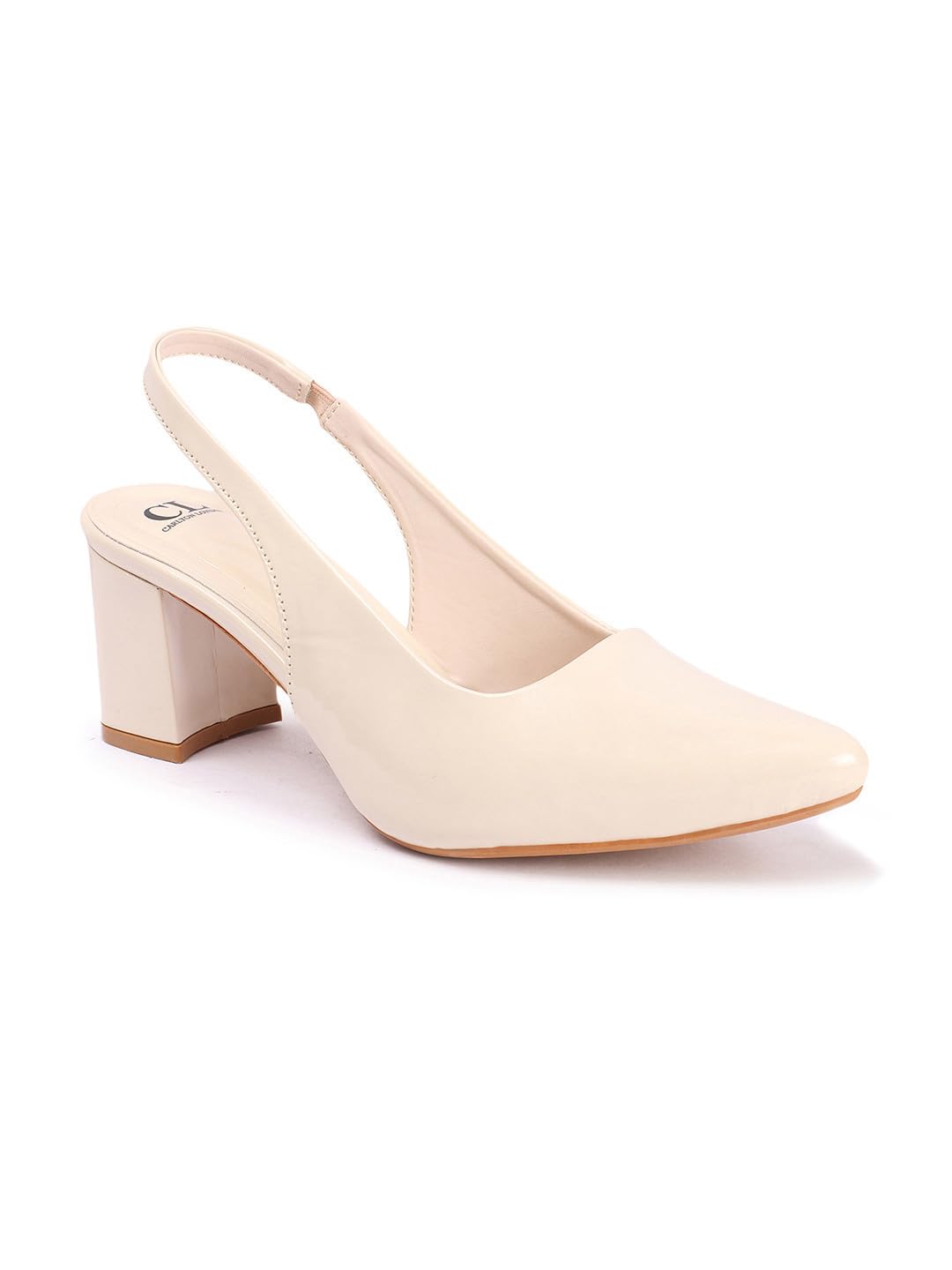 Carlton London Women Cream Stylish Backstap Sandal for Casual Wear, Party and Formal Wear with Block Heels (37) (B0DD37V7SJ) Amazon Price History, Amazon Price Tracker