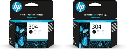 HP 304 N9K06AE, Negro, Cartucho de Tinta Original, Compatible con impresoras de inyección de Tinta DeskJet 2620, 2630, 3720, 3730, 3750, 3760, Envy 5010, 5020 y 5030 (Paquete de 2)
