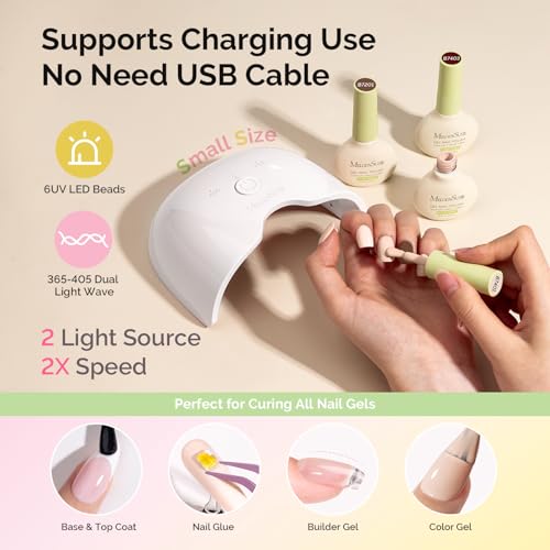 Image of MelodySusie Gel Nail Kit with P-ART06G Cordless UV Lamp Rechargeable LED UV Light with Smart Sensor Classic Popular Colors Plant Based Nails Polish with Top Base Coat Builder Gel Beginner Nail Kit