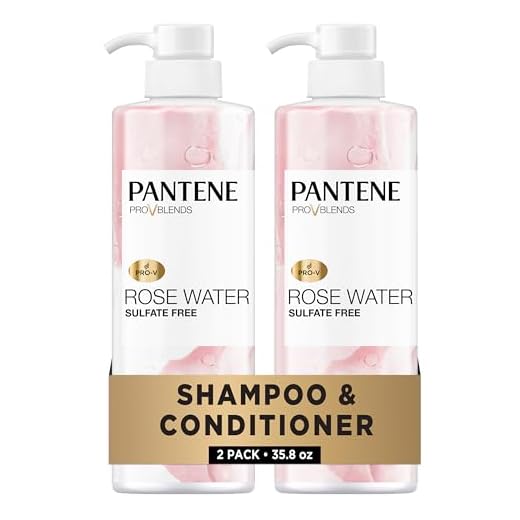 Pantene Sulfate Free Shampoo and Conditioner Set with Soothing Rose Water for All Hair Types, Paraben and Dye Free, Pro-V Blends, 17.9 Fl Oz each, Twin Pack