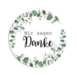 50 Sticker Danke EUCALYPTUS, Aufkleber Danke Hohzeit Danksagung (Eucalyptus)