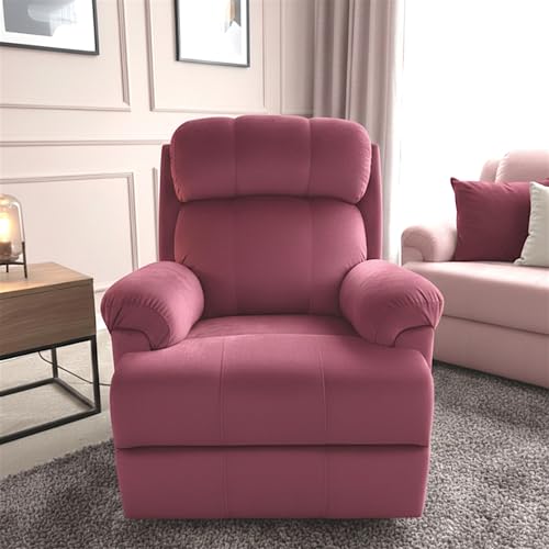 Image of Fabric Livo Recliner Sofa Chair Single Seater for Living Room, Office Manual Push Back Recliner Sofa Chair with Cushioned Armrest & Back Support (Dark Pink)