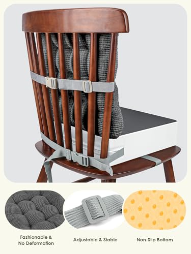 Image of Booster Seat for Kitchen Chair, Toddler Booster Seats with Adjustable Washable Safety Belts,Kitchen Dining Table Booster Seat, Portable Travel Increasing Cushion for Baby Child Kid Boy Girl