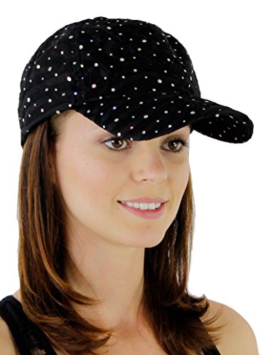 Glitzy Game Sequin Trim Baseball Cap For Ladies, Black #TOP3