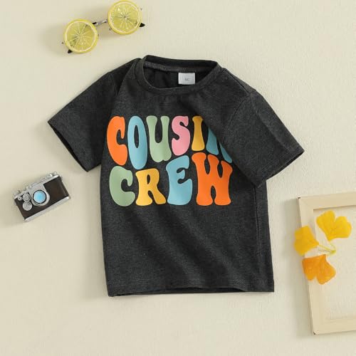 Sibling Matching Outfits for Kids Little Girl Boy Short Sleeve Cousin Crew Shirt Colorful Print Summer Clothes4