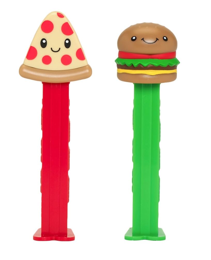PEZ Pizza And Burger Candy Dispenser Set - Pizza And Hamburger PEZ Dispensers | PEZ Candy Dispensers with Candy Refills | Pizza, Cheeseburger Party Favor, Grab Bags