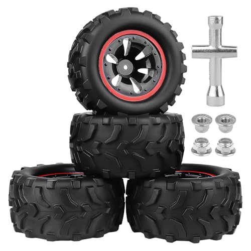 AllinRC Pre-Glued 1/10 Monster Truck Tires & 12mm Hex Wheels &ndash; 4.53' All-Terrain Tires for Traxxas...