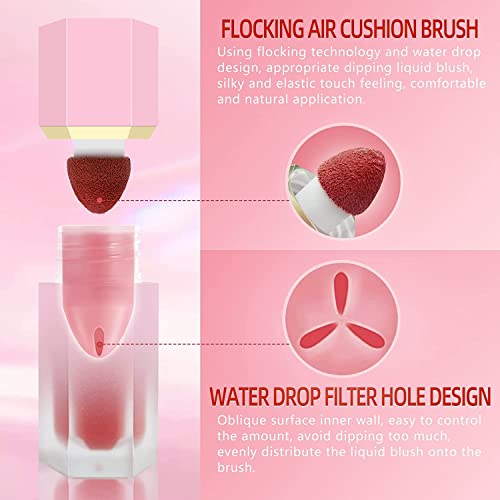 4 Colors Liquid Blush,Soft Cream Face Blush,Natural Matte Finish Looking,Liquid Blush For Cheeks, Weightless, Smudge Proof, Moisturizing Lightweight Blendable Feel (B款#1#2#5#6) #TOP5