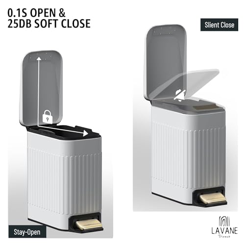 La Vane Bote de basura estrecho de 6 litros con tapa y pedal miniatura 7