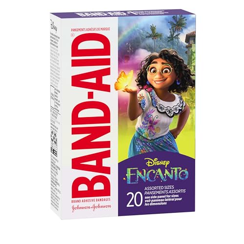 Image of Band-Aid Brand Adhesive Bandages for Minor Cuts & Scrapes, Wound Care Featuring Disney's Encanto Characters, Fun Bandages for Kids and Toddlers, Assorted Sizes, 20 Count (Pack of 2)