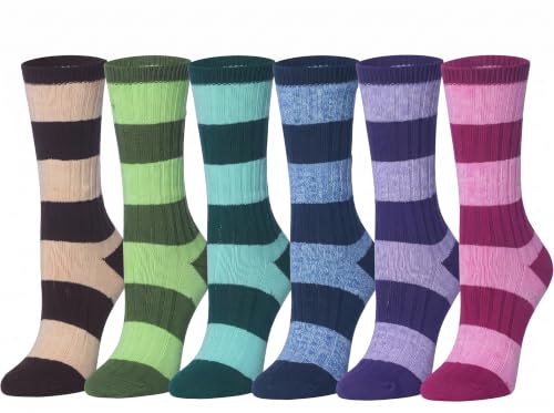 Image of Tipi Toe Women's 6 Pairs Winter Boot Socks - Soft Cotton Blend Warm Crew Socks Size 9-11