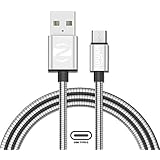 NUUAH Metallic Metal Braided Made in India Fast Charging USB Type C Cable for Samsung Galaxy S10e S10 S9 S8 Plus S10+, Note 10 Note 9 Note 8,S20,M31s,M40, Realme X3, LG, Pixel 2 XL,3.3 Feet (1 Meter)