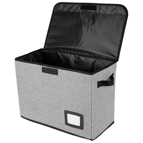 Sutowe Comic Book Storage Box Foldable Comic Book Bin 40x20x30cm Washable Comic Short Box Comic Book Organizer with Handle & Enclosed Lid for Wardrobe Closet Shelf Office(grey)