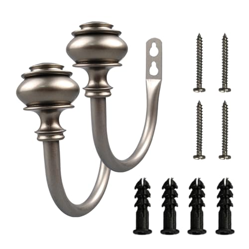Juego de 2 soportes de cortina de metal para montaje en pared para sala de estar elegantemente