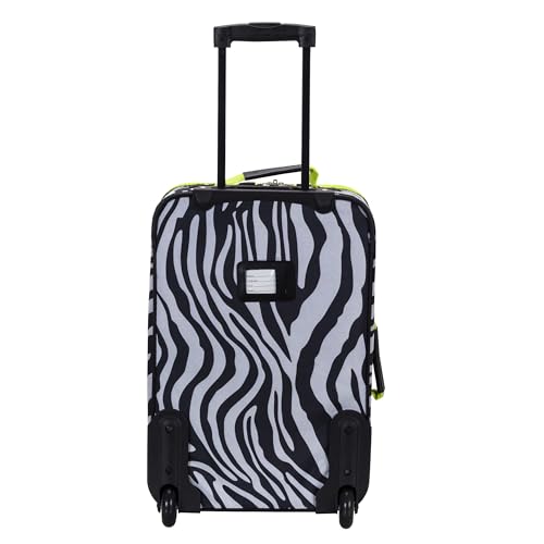 Image of Rockland Fashion Softside 2 Piece Luggage Set, Expandable, (14 inch Tote /19 inch Upright), Lime Zebra