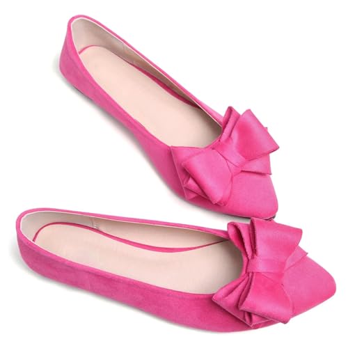 Image of TN TANGNEST Women's Flats Comfortable Dressy Slip On | Pointed Toe Bow Ballet Shoes, Business Casual Office Flats, Suede Flat Shoes