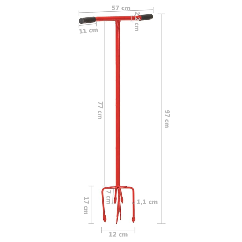 Pince de jardin en acier robuste avec poignée ergonomique pour un travail sans danger pour le dos dans le jardin, cultivateur pour un ameublement efficace du sol