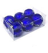 Allgala 6-PK 3 Inch Luxury Glitter Rich Decoration Christmas Tree Ornament Balls-Blue-XB93104