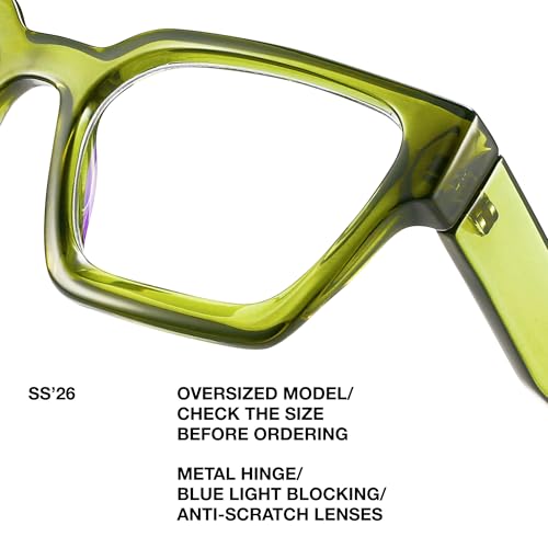 Image of livho Oversized Eyewear Frame for Woman and Men - Rectangle Fashion Glasses for Computer, Chic Preppy Frame