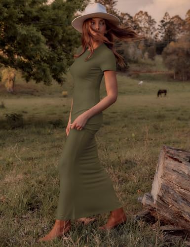 Image of LOMON Women Fishtail Hem Ribbed Maxi Dresses Summer Casual Stylish Y2k Sexy Fitted Lady Elegant Cotton Soft Lounge Dress