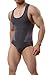 TESOON Men's Sport Mesh Leotard Wrestling Singlet JumpSuit BodySuit, Grey, Large