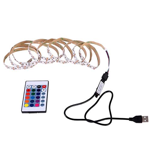 Tira de luz LED USB 24 colores cambiantes cadena cinta cinta RGB LED TV retroiluminación con control remoto
