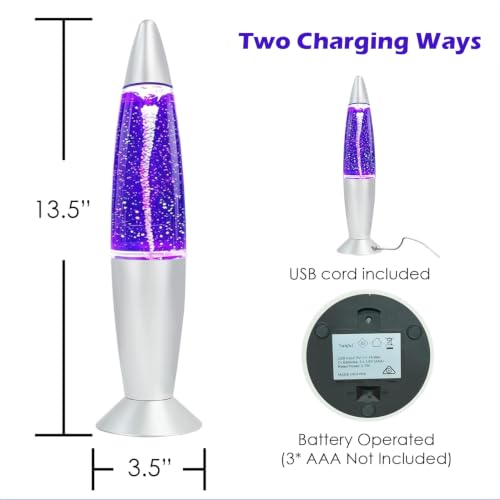 Image of KARP LED Motion Lamp with Multicolor Glitter Effect |USB & Battery Slot(Batteries Not Included)|Relaxing Decorative Night Lamp for Home, Office & Gifts (13.5 Inch Rocket Shap Lamp)