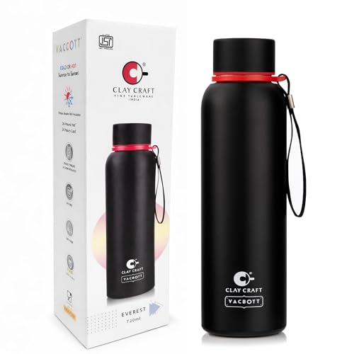 Image of CLAY CRAFT VACBOTT Everest Hike Double Wall|18 Hours Hot and 24 Hours|Cold Water Bottle Vacuum Insulated Flask Bottle 700ml|Leak Proof|BPA-Free| BIS Certified| Made in India|1 Year Limited Warranty