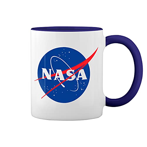GR8Shop NASA logo Blanca taza de café con el borde azul y la manija Mug