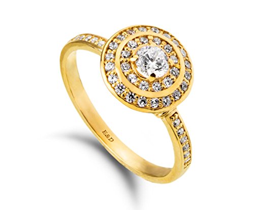 Double Halo Natural white diamonds Engagement ring for women accent diamonds 14k 18k All solid gold colors 0.47 ct DINAR Jewelry