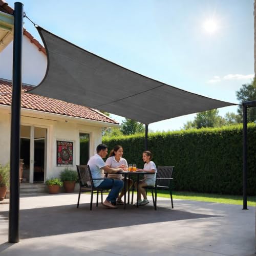 Image of HIPPO Shade Sail 9.5 Feet x 5 Feet Sun Shade 98% UV Block for Canopy Cover, Outdoor Patio, Garden, Pergola, Balcony Tent (Smoky Grey)