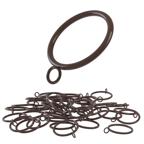 42 PCS Curtain Rings 1.5 Inch Cocoa Tone Metal Curtain Drape Sliding Eyelet Rings-Hanging Rings for Curtains and Rods Fits Up to 1 1/4-Inch Rod(Clips Not Included)